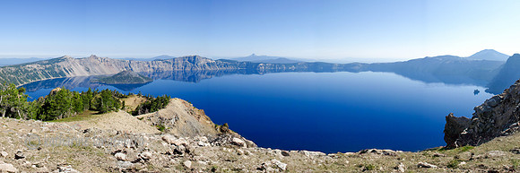 Crater Lake mid-morning - panorama, Crater Lake National Park, Oregon