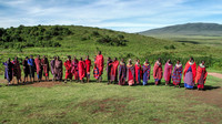 Maasai demonstrating welcome dance and jump.