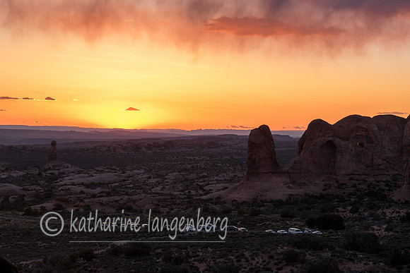 Sky on fire, sunset at Arches National Park