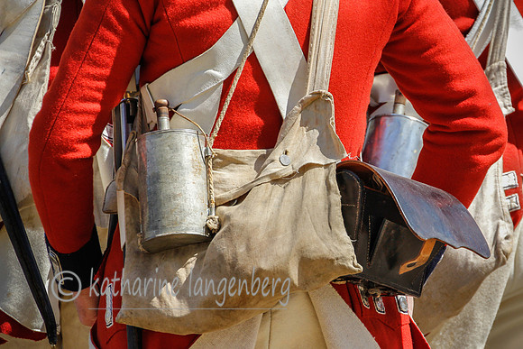British soldier's 18 century equipment during battle.