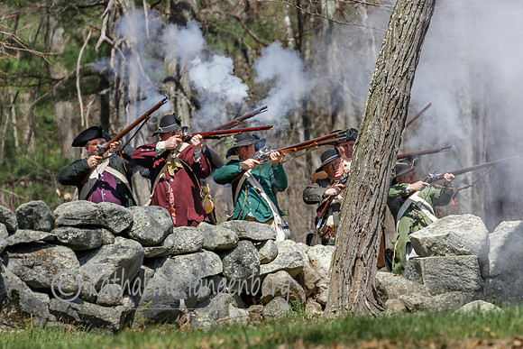 American Colonial militia re-enactment, Hartwell Tavern , MA.